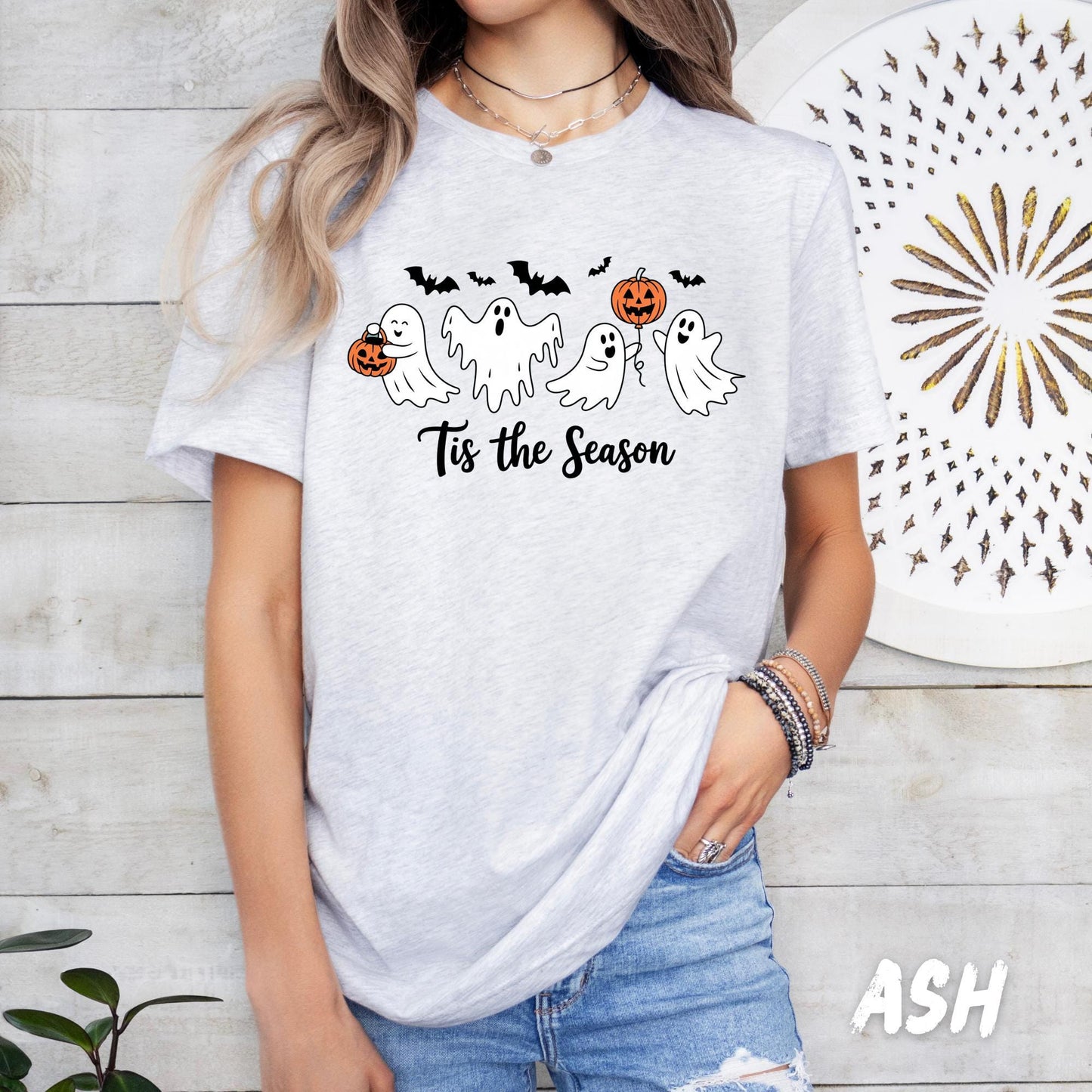 Cute Ghosts Halloween Shirt – “Tis the Season” Graphic Tee – Spooky Season Fall Pumpkin Ghost Shirt - Halloween Shirt - Skeleton Gift