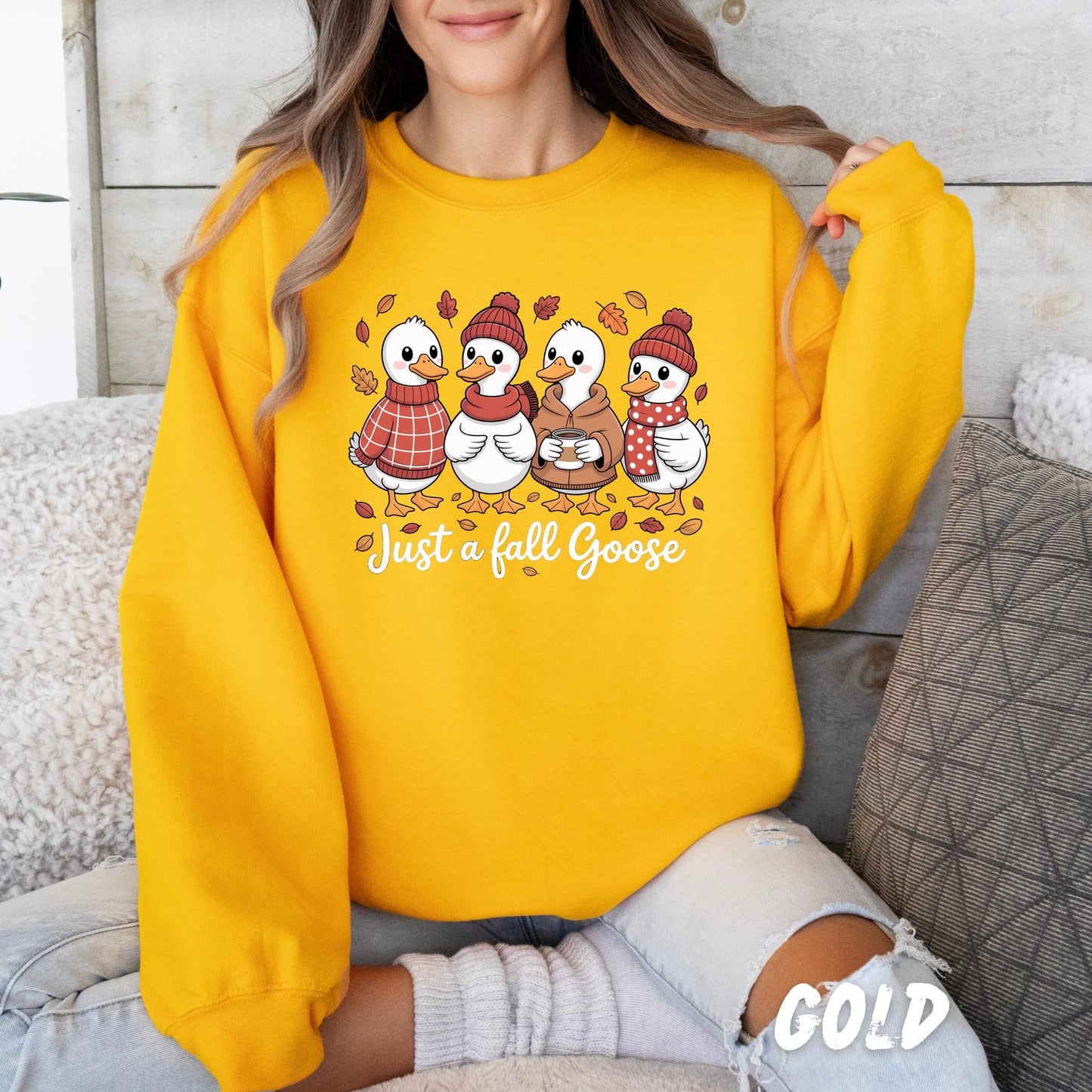 Just a Fall Goose Sweatshirt | Cute Fall Goose Crewneck | Autumn Duck Sweater | Cozy Thanksgiving Pullover | Fall Animal Lover Gift