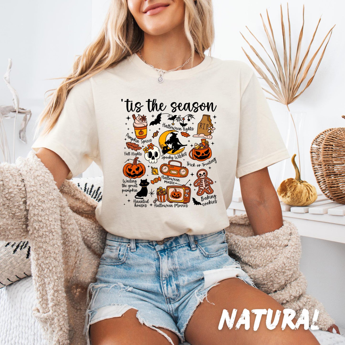 Tis the Season Halloween Sweatshirt | Spooky Season Fall Crewneck | Unisex Halloween Pullover | Pumpkin Spice Witch Ghost Cat Shirt