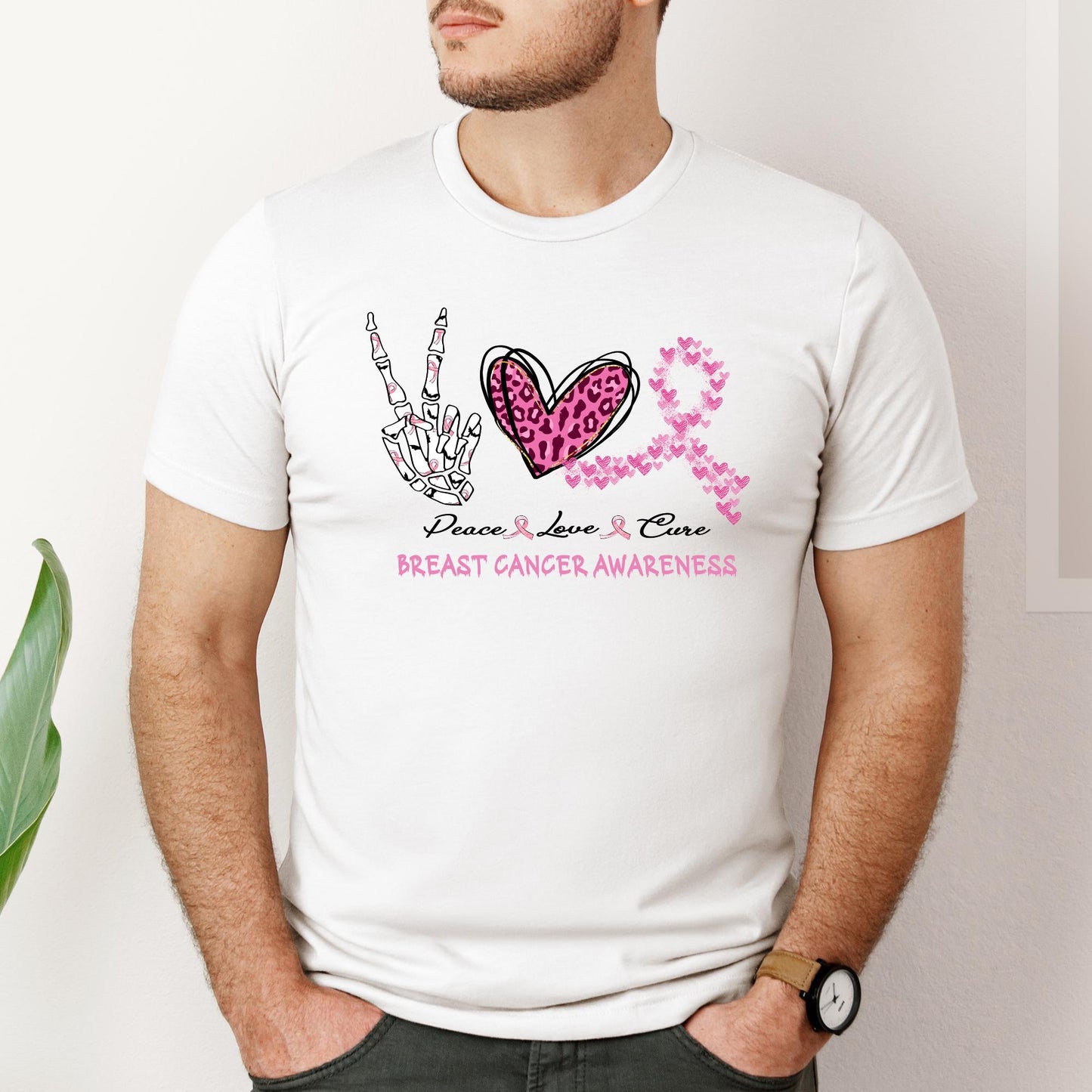 Peace Love Cure Breast Cancer Awareness T-Shirt – Breast Cancer Survivor Gift - Breast Cancer Awareness Shirt