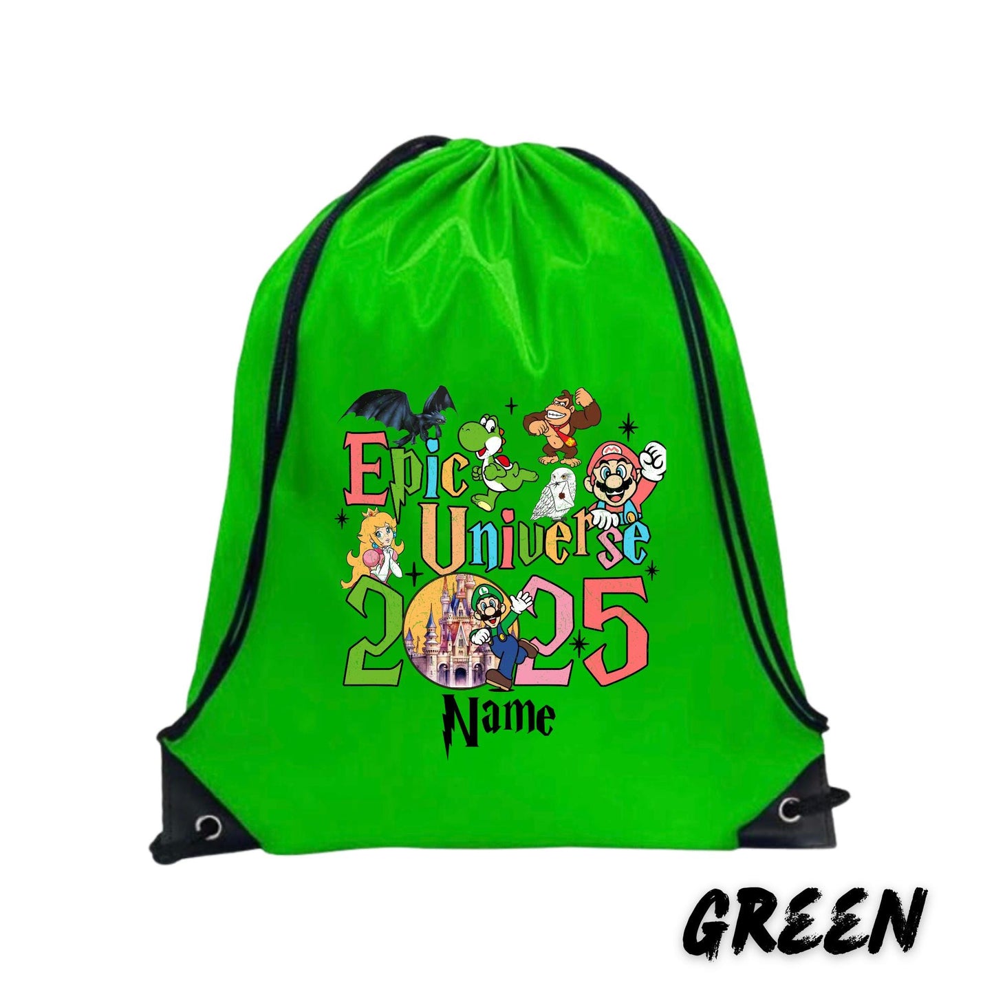 Custom Epic Universe Drawstring Backpack β Personalized Universal Trip Backpack - Universal Studios Trip Backpack - Universal Trip Souvenir