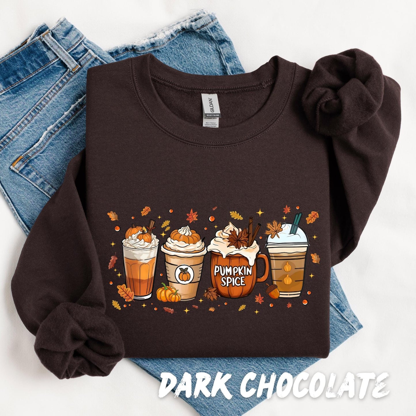 Pumpkin Spice Coffee Sweatshirt – Fall Coffee Lover Shirt – Unisex Autumn Pullover for Adults & Kids – Cute Latte Lover Sweater – Fall Shirt