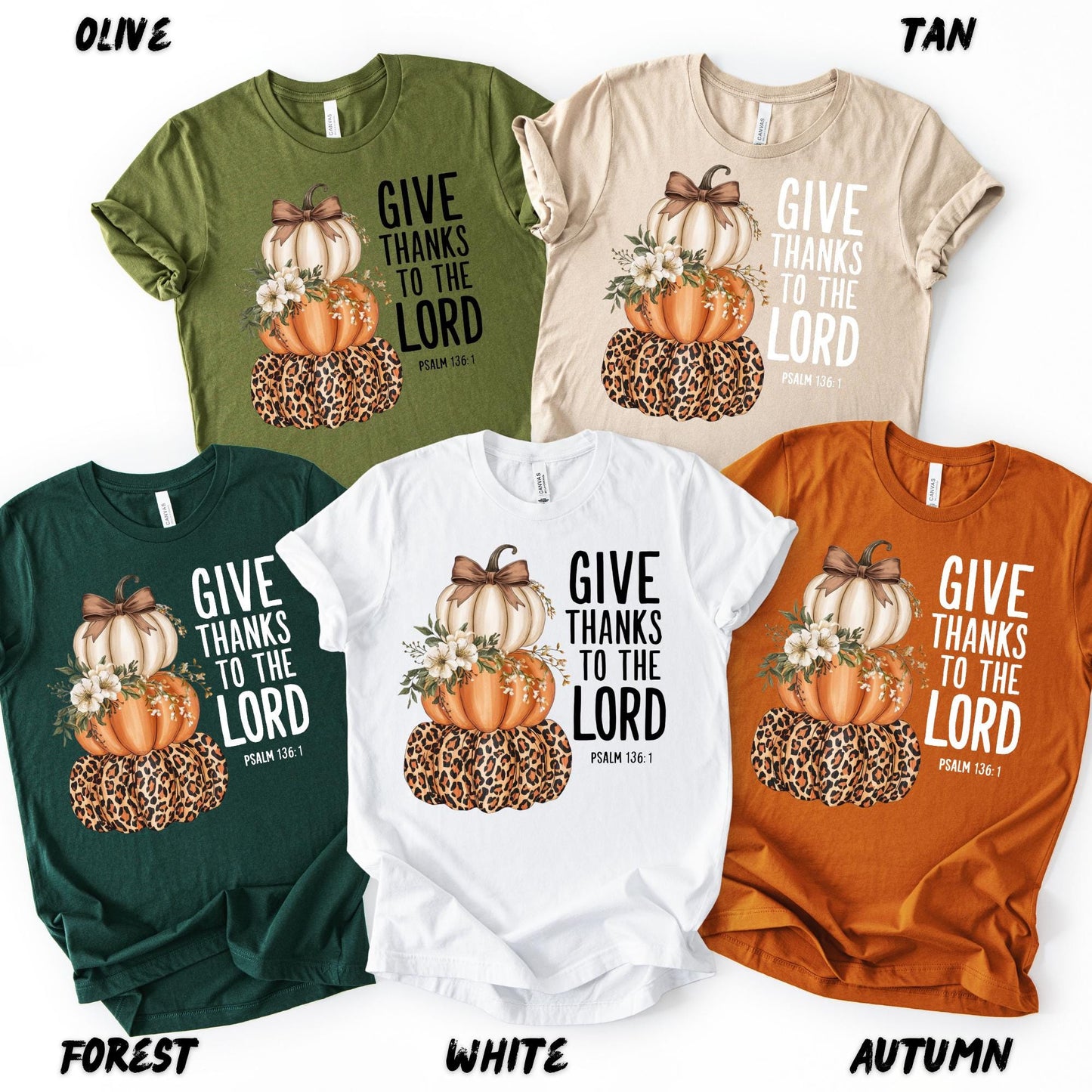 Give Thanks to the Lord Shirt – Christian Pumpkin Fall Tee, Psalm 136:1 Scripture Shirt, Faith Based Thanksgiving Shirt, Religious Tee