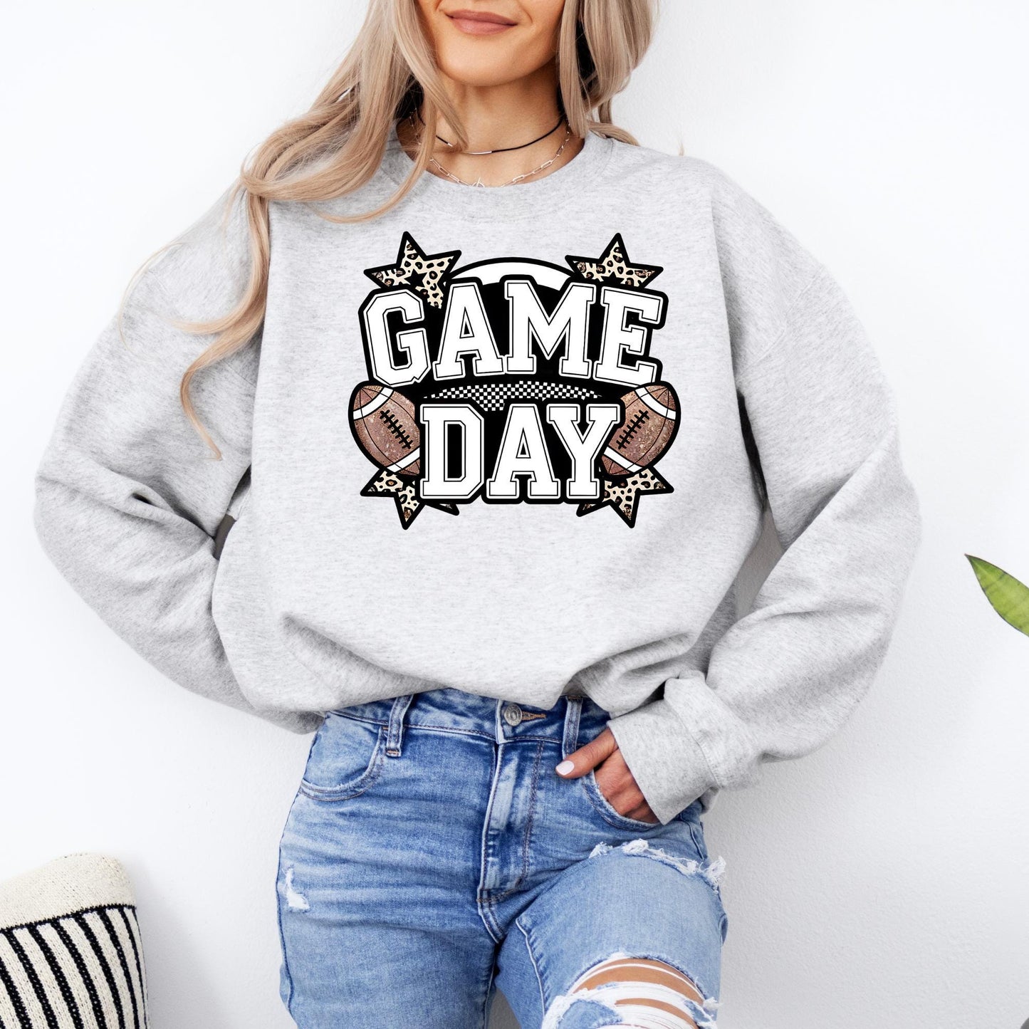 Game Day Sweatshirt | Women Football Sweater | Cute Sports Fan T-Shirt | College & High School Football Outfit | Football Mom Sweatshirt