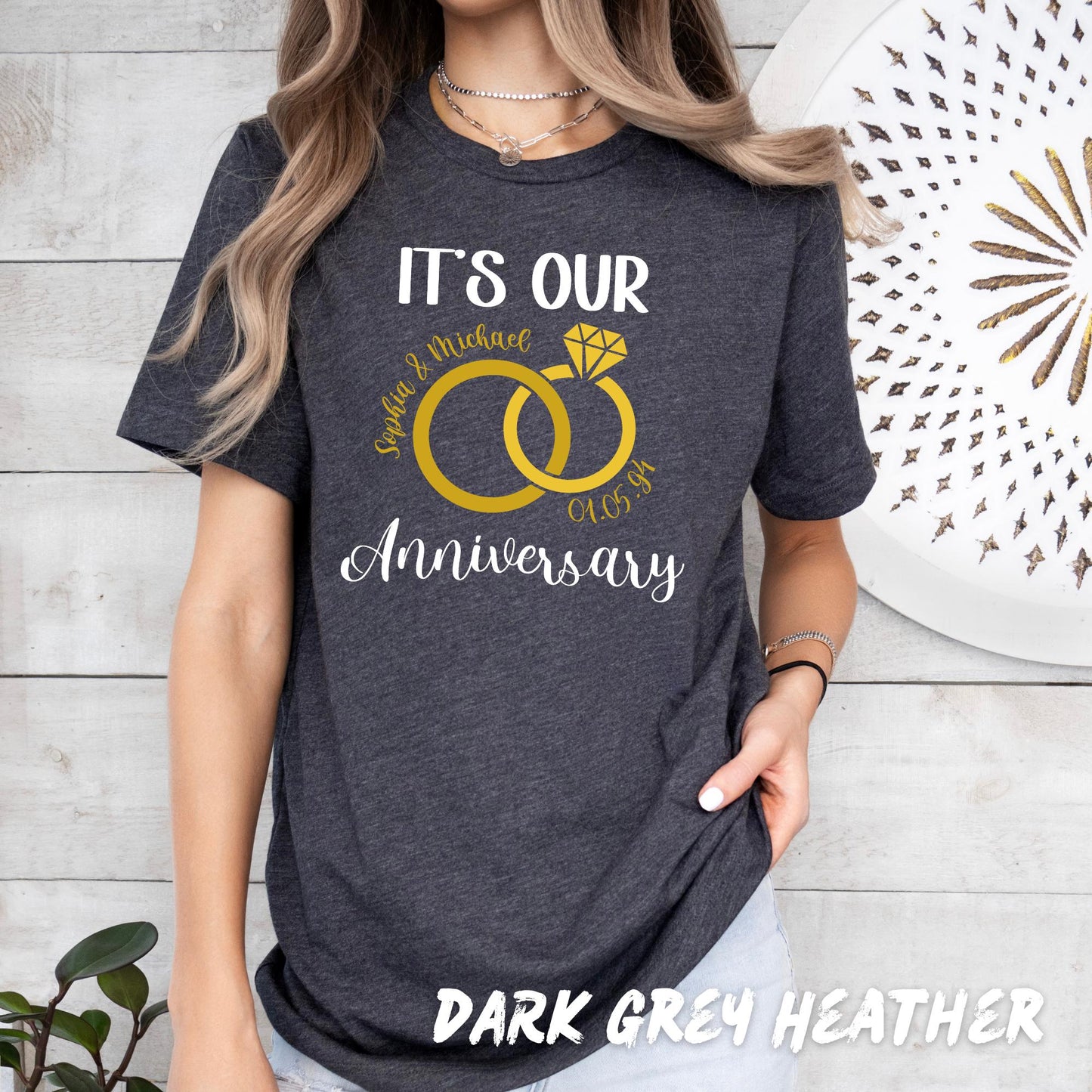 Custom Anniversary Shirt – Personalized Couples T-Shirt – Wedding Anniversary Gift – Matching Anniversary Tees – Custom Names & Date
