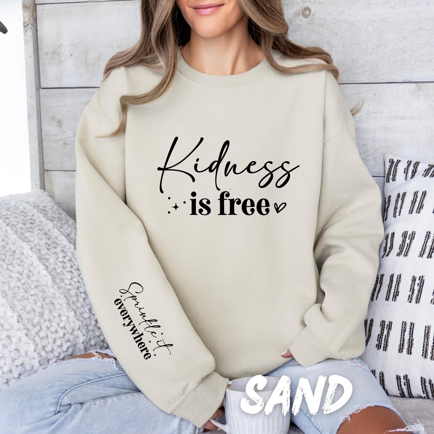Kindness Is Free Sweatshirt | Unisex Positive Quote Pullover | Motivational Graphic Sweater | Kindness Crewneck | Self Love Gift