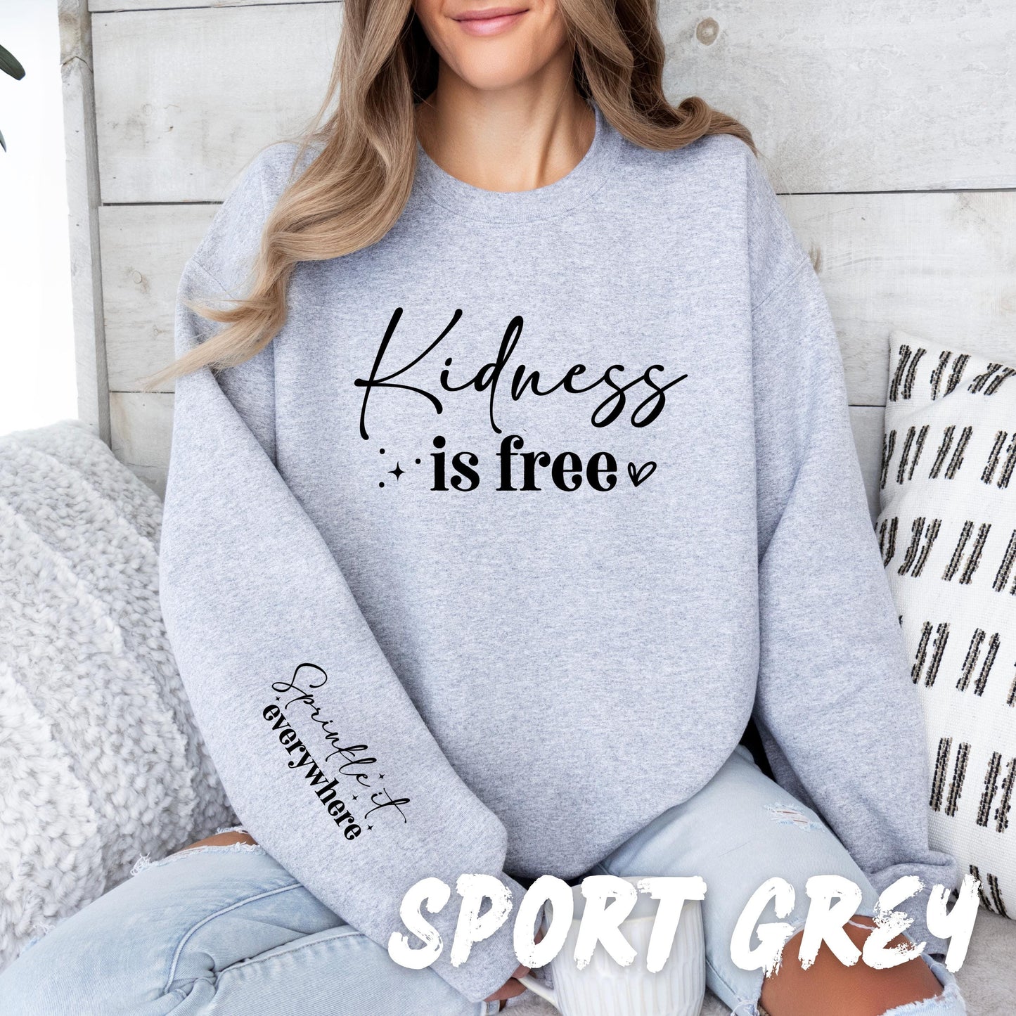 Kindness Is Free Sweatshirt | Unisex Positive Quote Pullover | Motivational Graphic Sweater | Kindness Crewneck | Self Love Gift