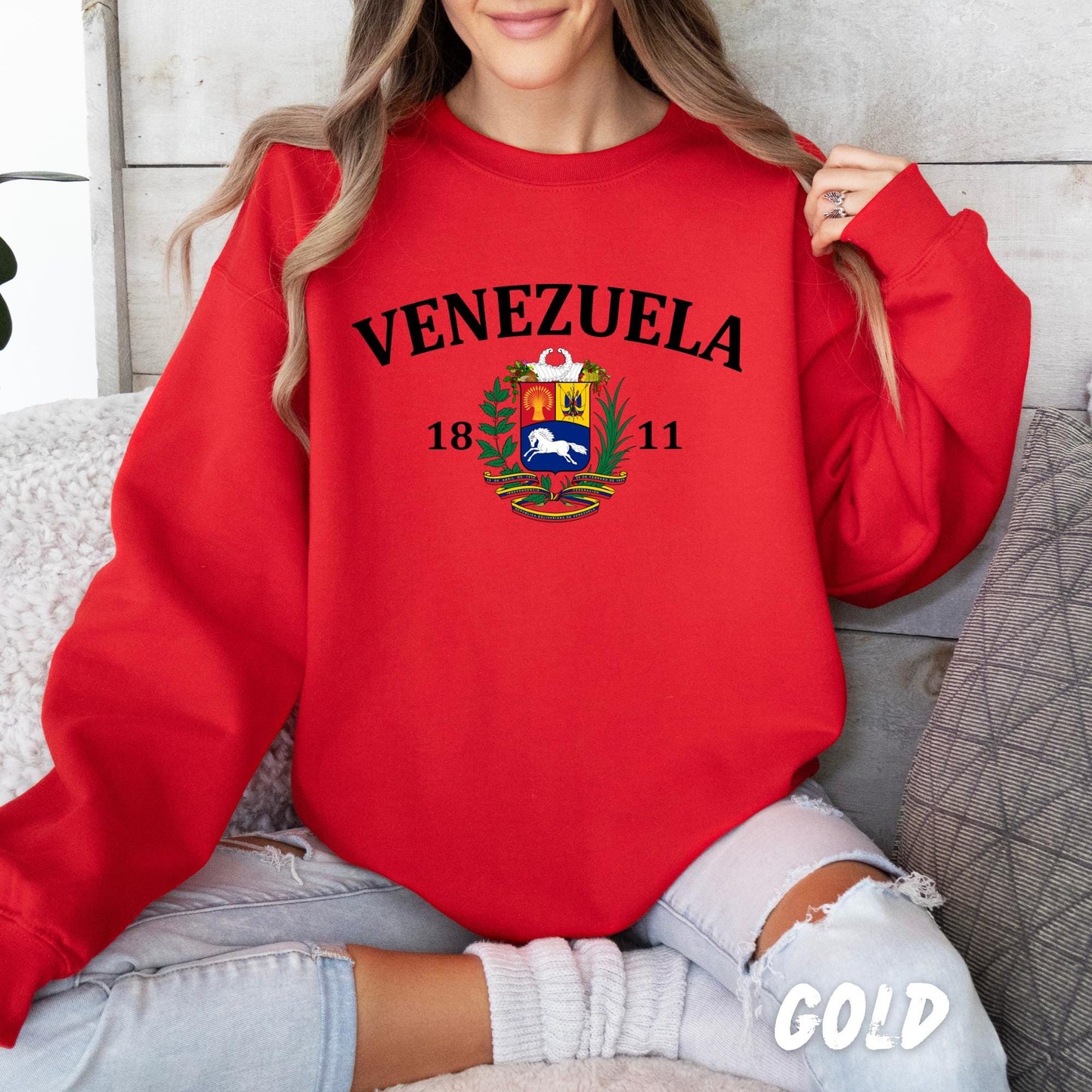 Venezuela Sweatshirt | Unisex Venezuelan Heritage Crewneck | Venezuela Crewneck with national emblem | Venezuelan Gift