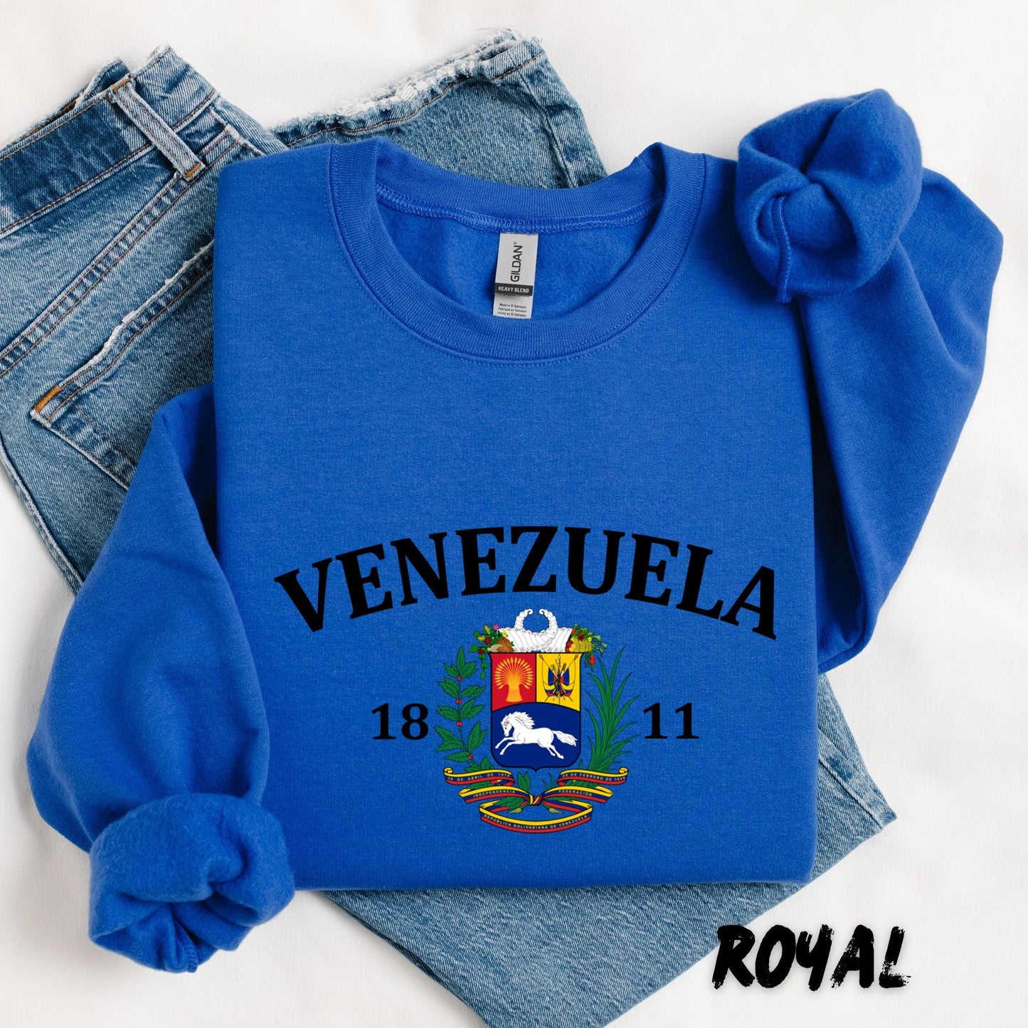 Venezuela Sweatshirt | Unisex Venezuelan Heritage Crewneck | Venezuela Crewneck with national emblem | Venezuelan Gift
