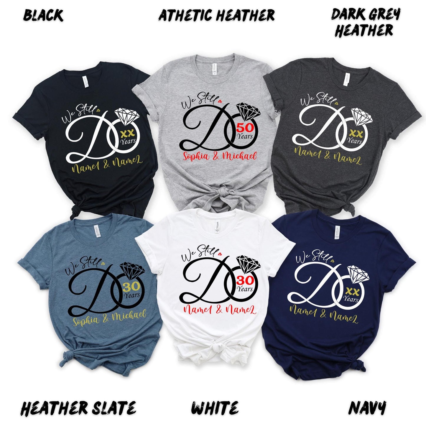 Custom Anniversary Shirt – Custom Couple T-Shirt – Personalized Wedding Anniversary Gift – Matching Couples Tees – Custom Years & Names