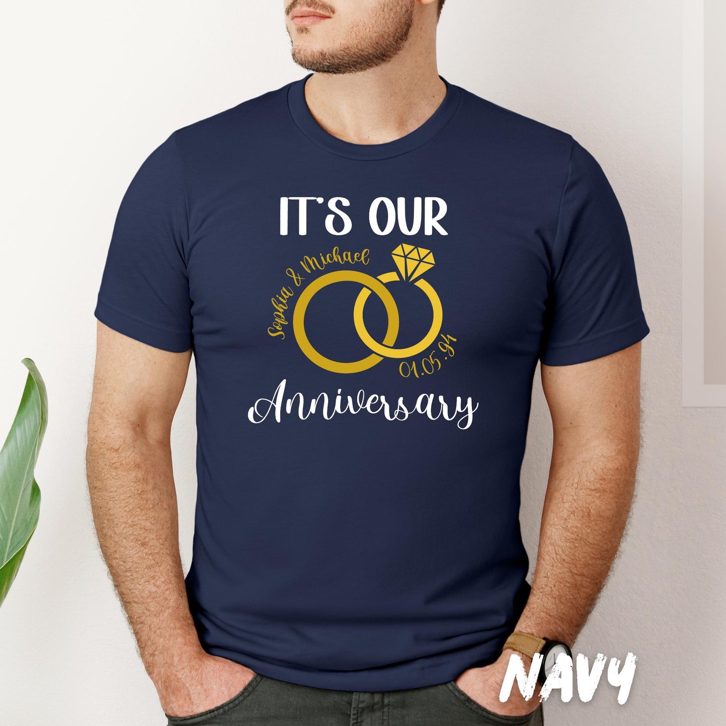 Custom Anniversary Shirt – Personalized Couples T-Shirt – Wedding Anniversary Gift – Matching Anniversary Tees – Custom Names & Date