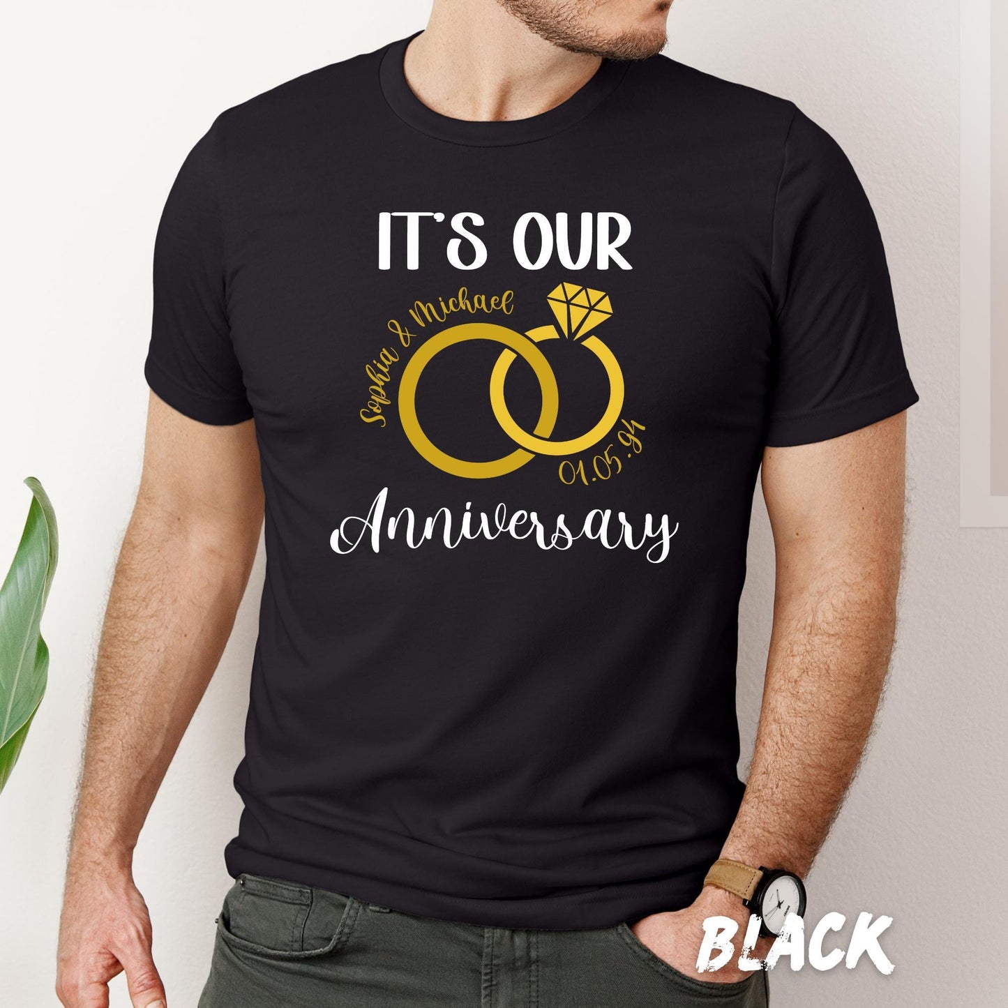 Custom Anniversary Shirt – Personalized Couples T-Shirt – Wedding Anniversary Gift – Matching Anniversary Tees – Custom Names & Date