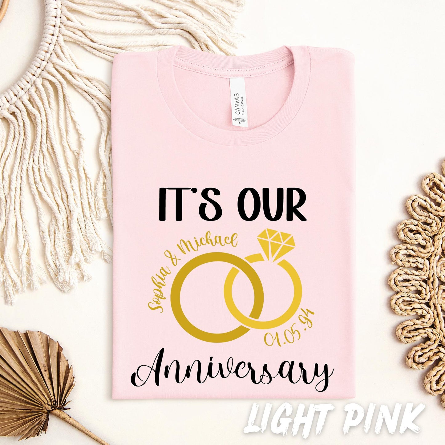 Custom Anniversary Shirt – Personalized Couples T-Shirt – Wedding Anniversary Gift – Matching Anniversary Tees – Custom Names & Date