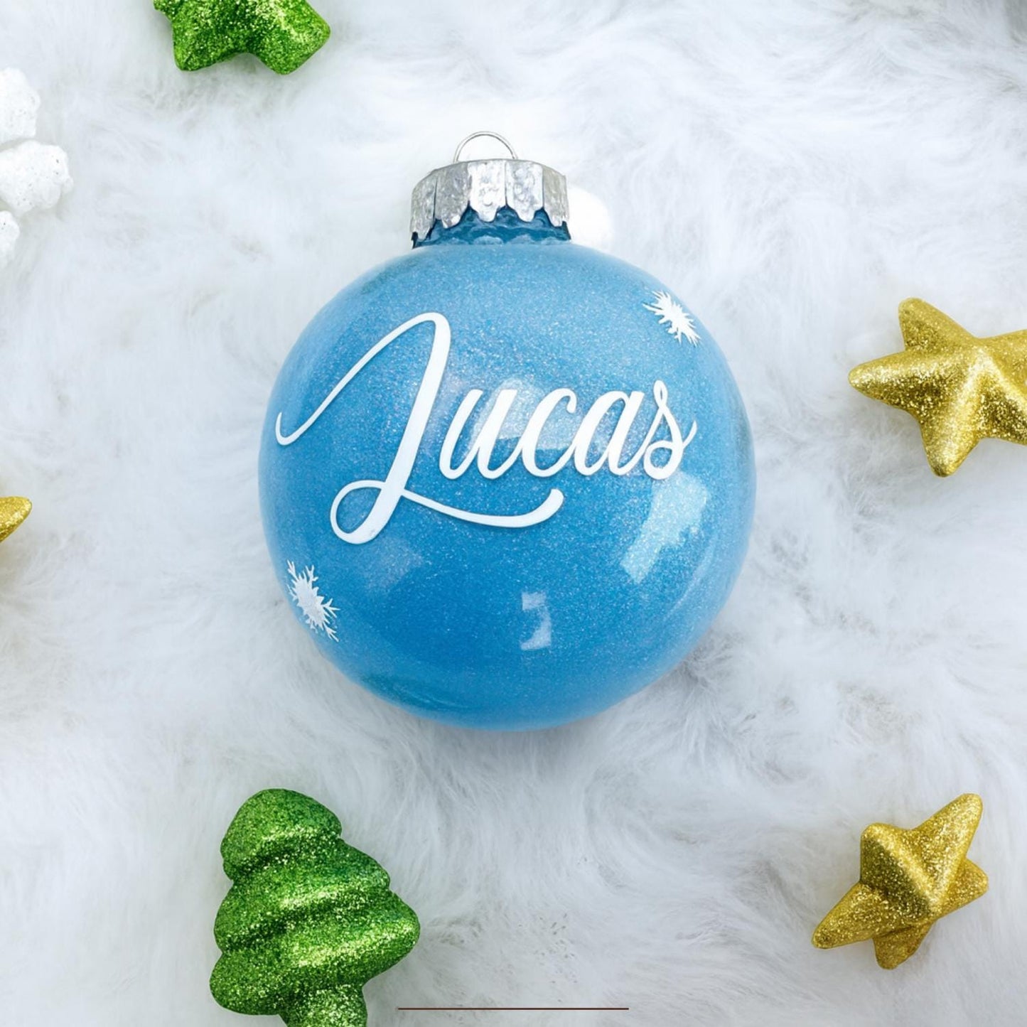 2.8'' Personalized Plastic Ornament β Round Christmas Tree Decoration with Custom Name