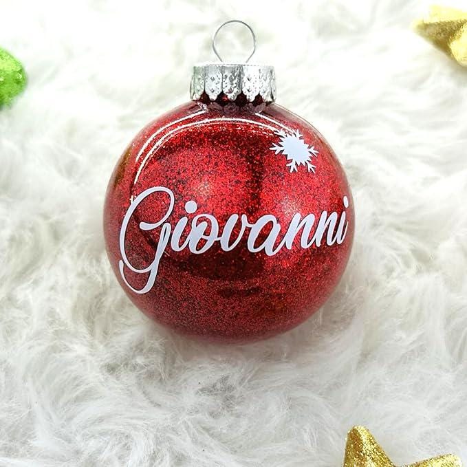 2.8'' Personalized Plastic Ornament β Round Christmas Tree Decoration with Custom Name