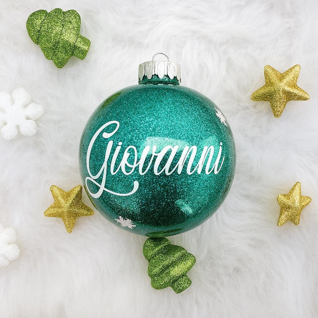 2.8'' Personalized Plastic Ornament β Round Christmas Tree Decoration with Custom Name
