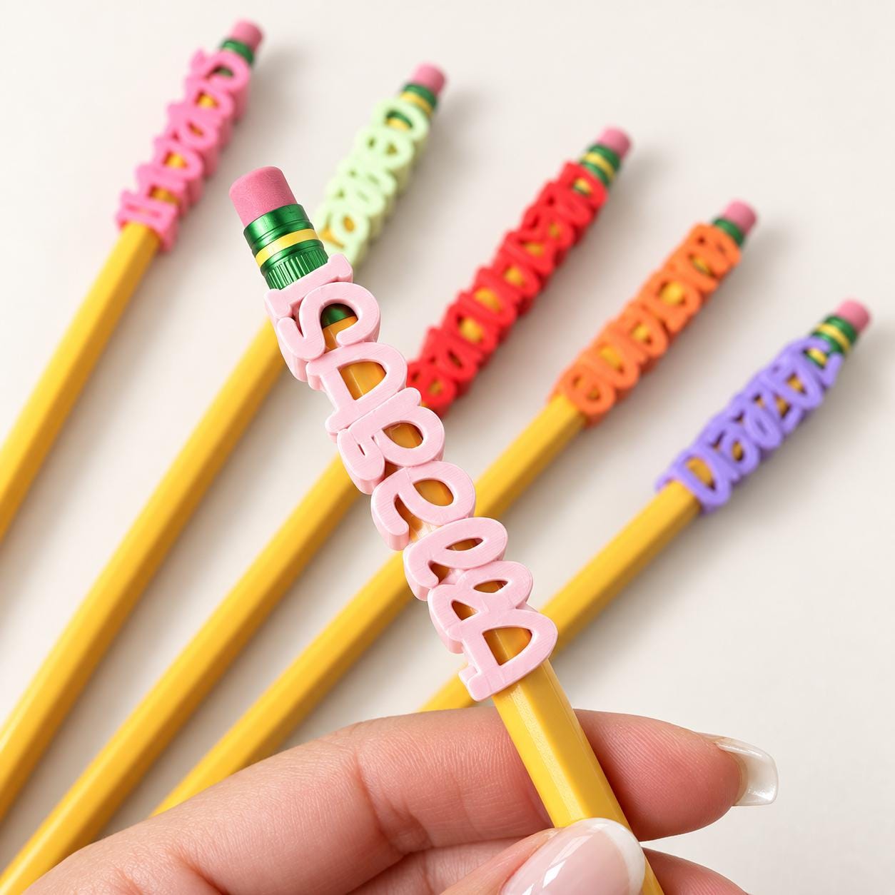 Personalized Name Pencil Toppers, Reusable Kids Name Tags for Pencils, School Supplies, Party Favors, Stocking Stuffers