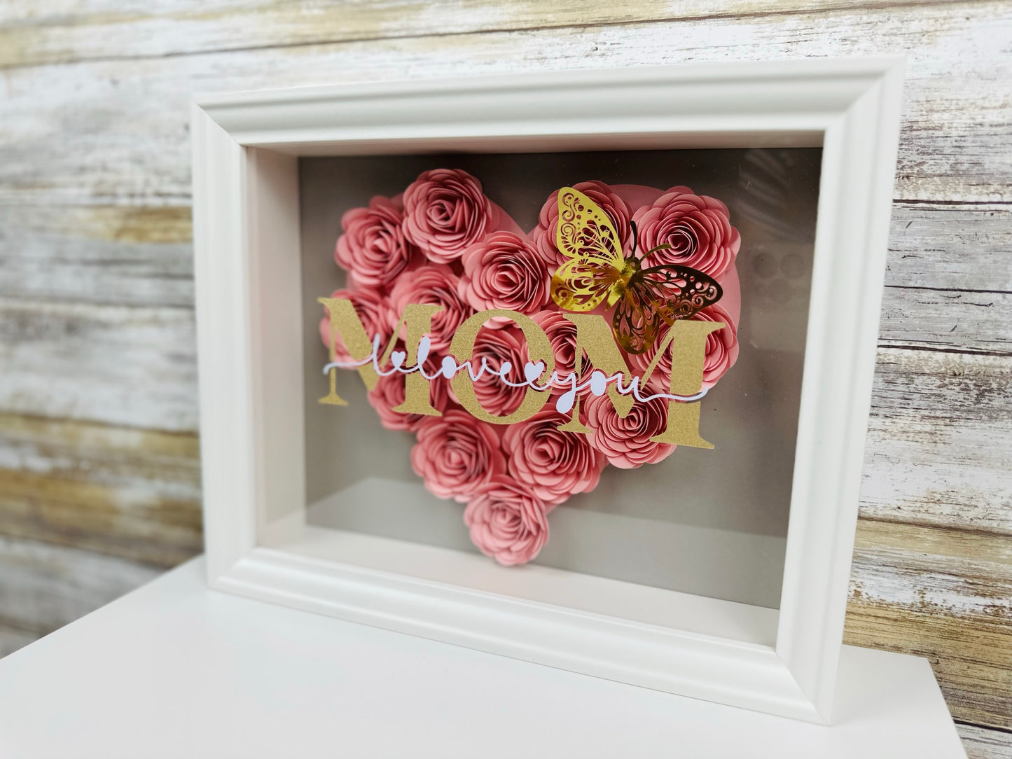 Paper flower Shadow box - Personalized Mother's Day Gift