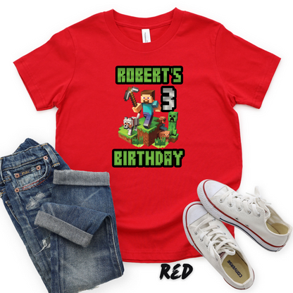 Personalized_Minecraft_Birthday Shirts for Kids and Adults