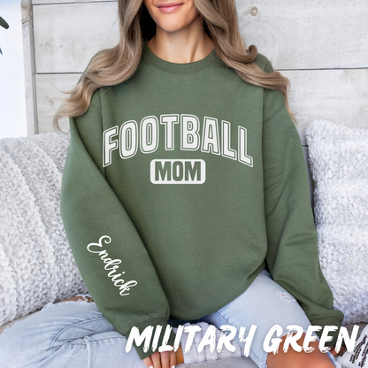 Personalized Football Mom Sweatshirts with name on sleeve