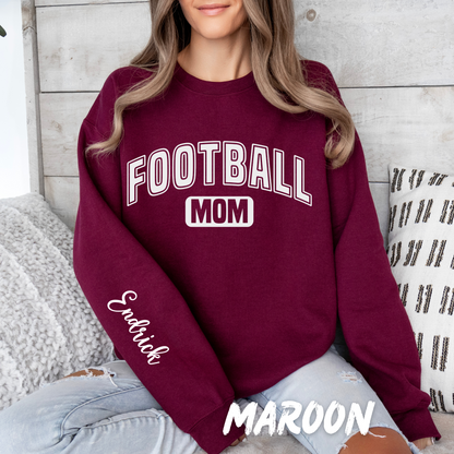 Personalized Football Mom Sweatshirts with name on sleeve