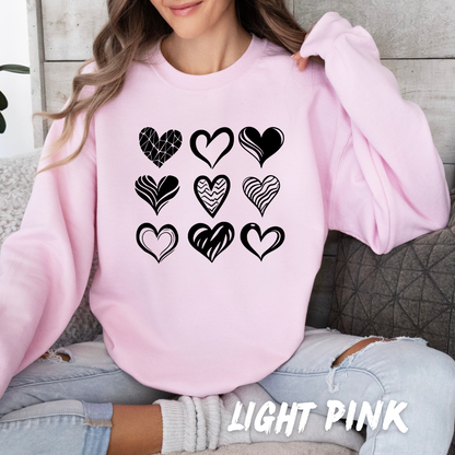 Valentines 9 Hearts Sweatshirt for Adults and kids