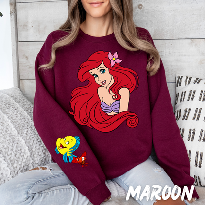 Mermaid Valentine Sweatshirt with sleeve design - Perfect Gift for Valentine’s Day