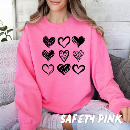 Valentines 9 Hearts Sweatshirt for Adults and kids