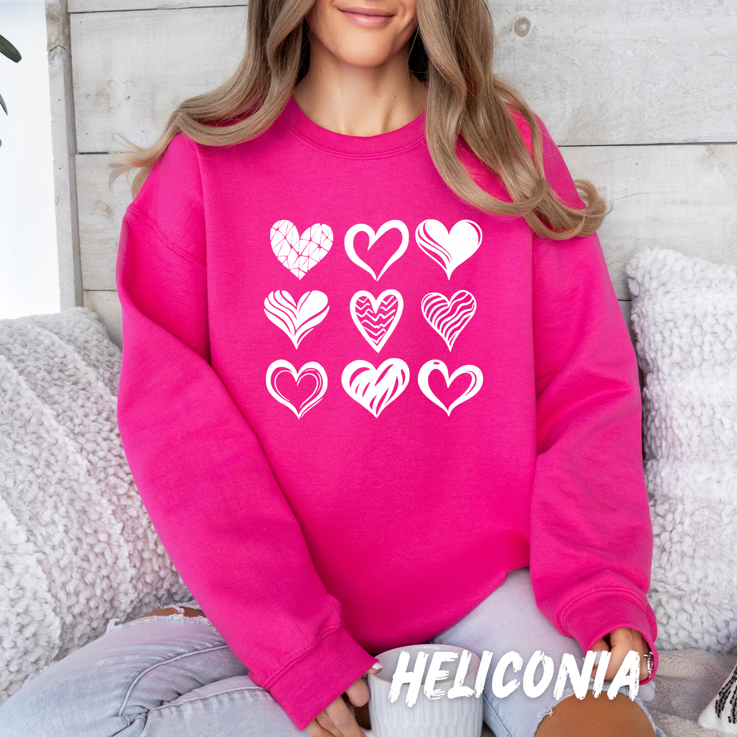 Valentines 9 Hearts Sweatshirt for Adults and kids