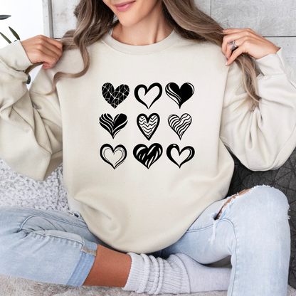Valentines 9 Hearts Sweatshirt for Adults and kids