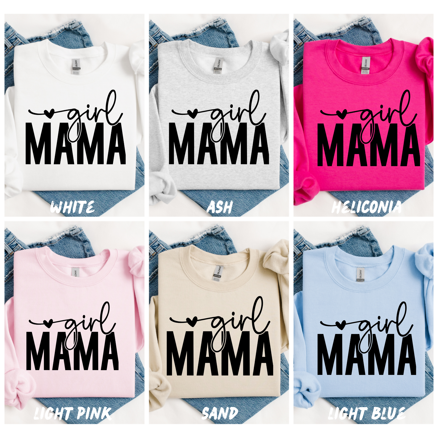 Custom Girl Mama Sweatshirt - Mom Sweatshirt with Name on Sleeve