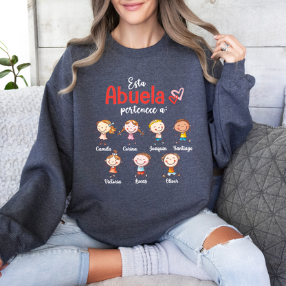 Custom "Abuela" Sweatshirt with Grandkids' Names and clipart