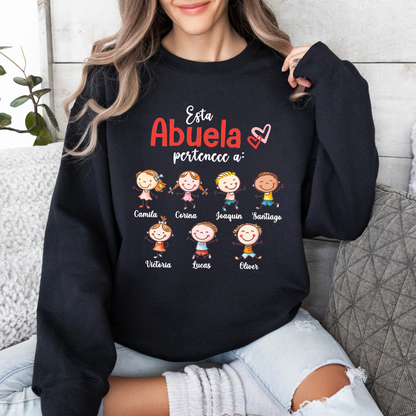 Custom "Abuela" Sweatshirt with Grandkids' Names and clipart