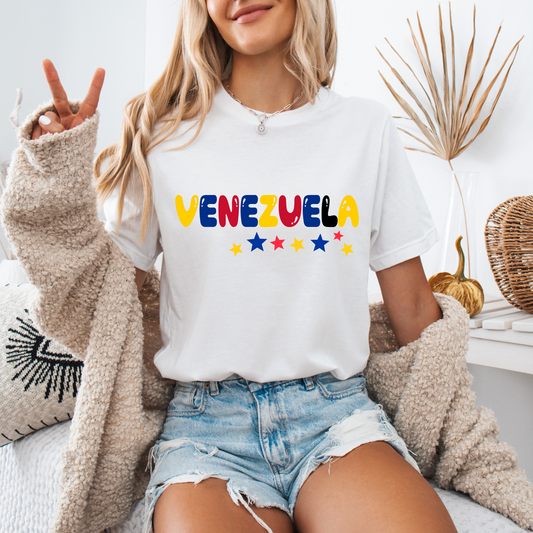 Venezuela T-Shirt – Patriotic Design with Sleeve Print, 100% Cotton, Unisex Fit, Perfect Gift for Venezuelans