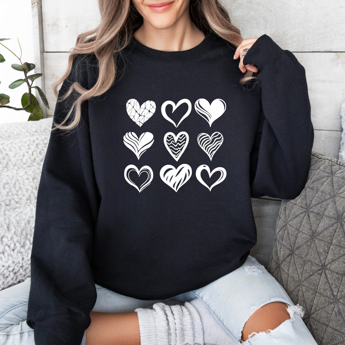 Valentines 9 Hearts Sweatshirt for Adults and kids