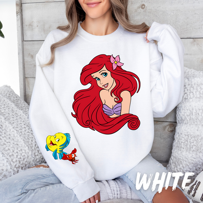 Mermaid Valentine Sweatshirt with sleeve design - Perfect Gift for Valentine’s Day