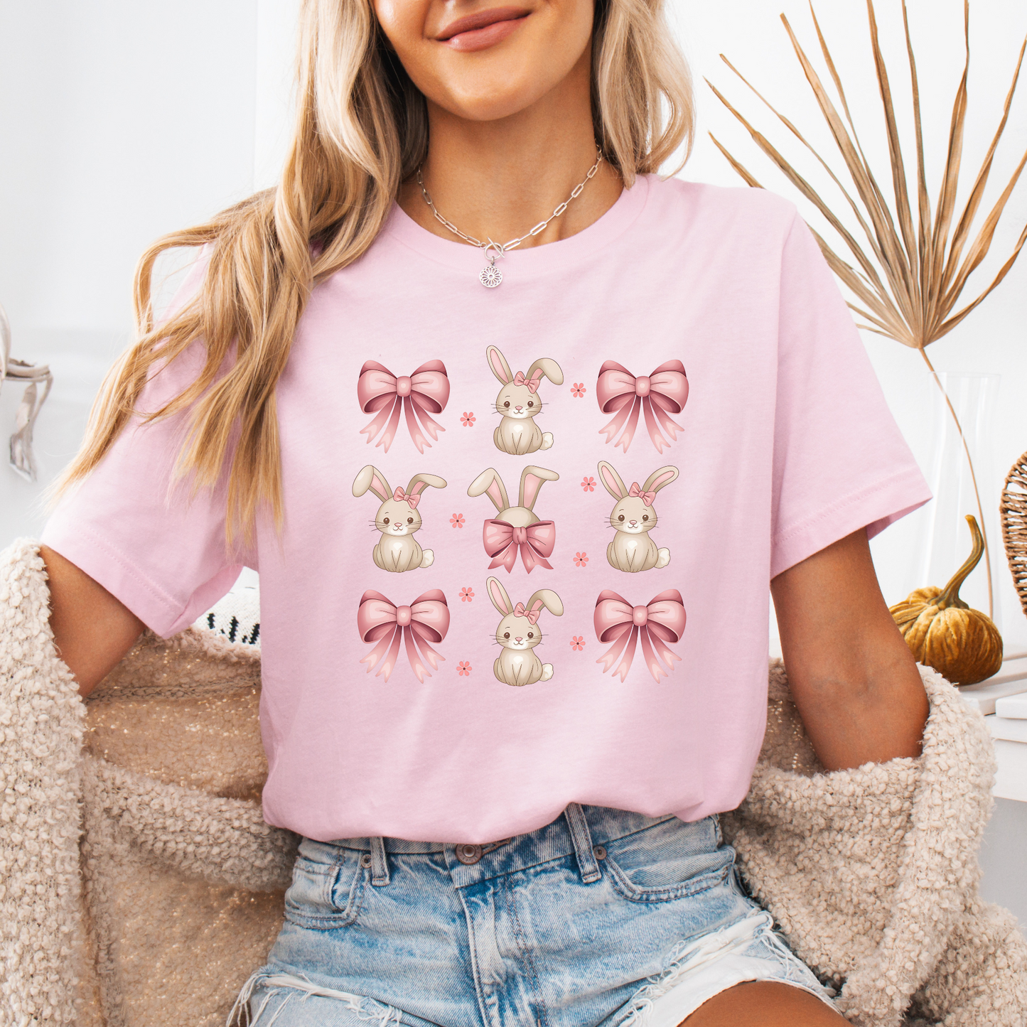 Cute Bunny and Pink Bow T-Shirt