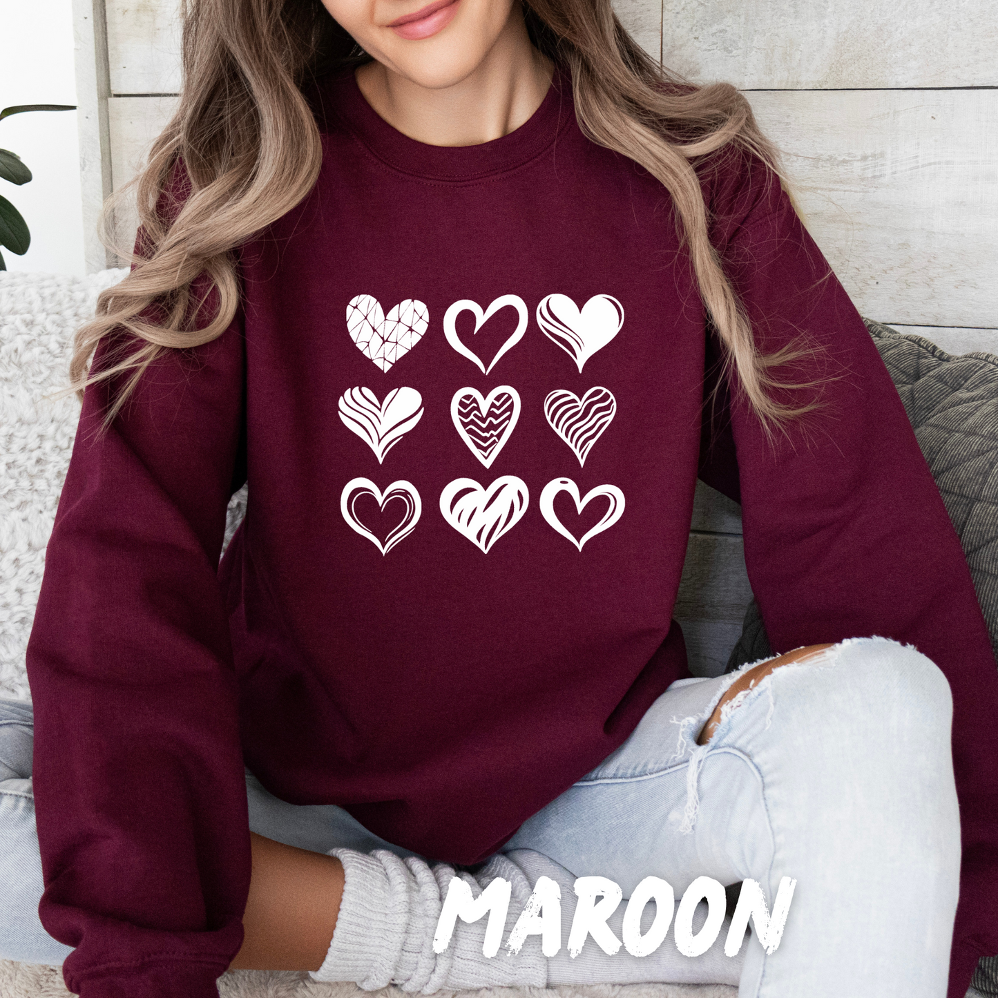Valentines 9 Hearts Sweatshirt for Adults and kids