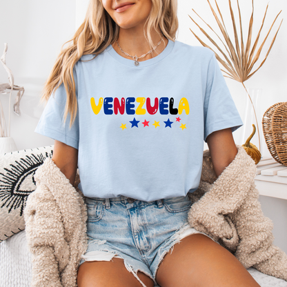 Venezuela T-Shirt – Patriotic Design with Sleeve Print, 100% Cotton, Unisex Fit, Perfect Gift for Venezuelans