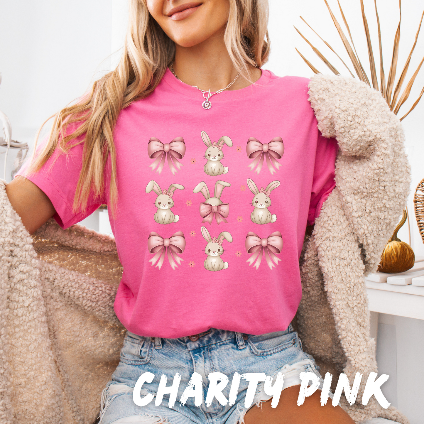 Cute Bunny and Pink Bow T-Shirt