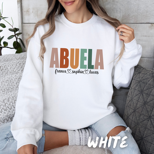 Custom "Abuela" Sweatshirt with Grandkids' Names