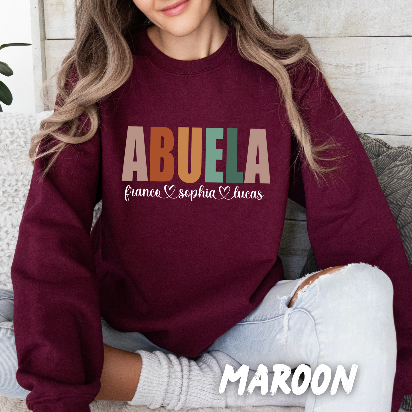 Custom "Abuela" Sweatshirt with Grandkids' Names