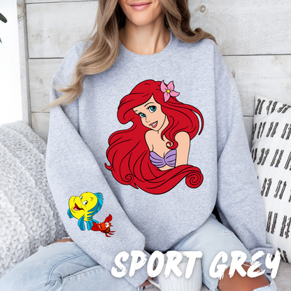 Mermaid Valentine Sweatshirt with sleeve design - Perfect Gift for Valentine’s Day