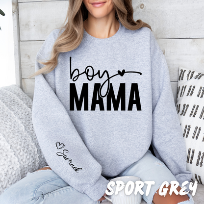 Custom Boy Mama Sweatshirt - Mom Sweatshirt with Name on Sleeve