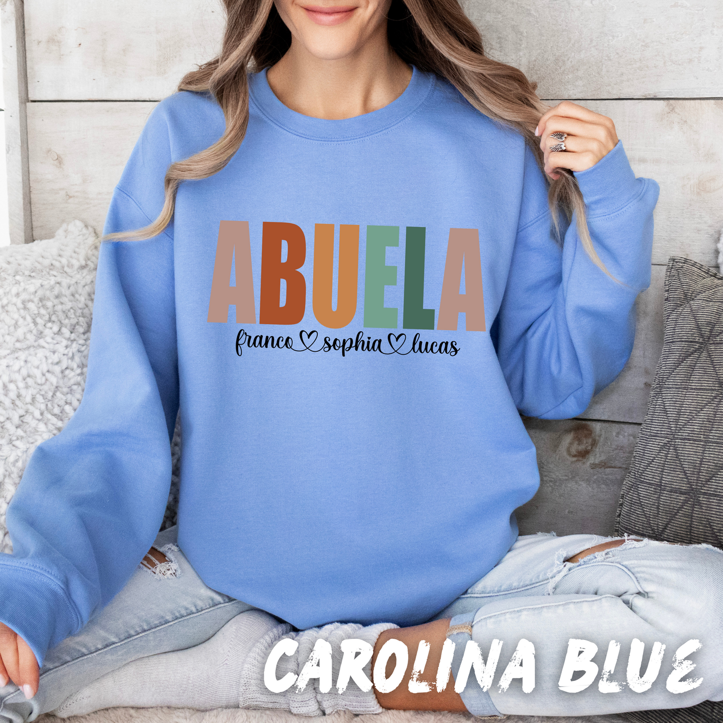 Custom "Abuela" Sweatshirt with Grandkids' Names