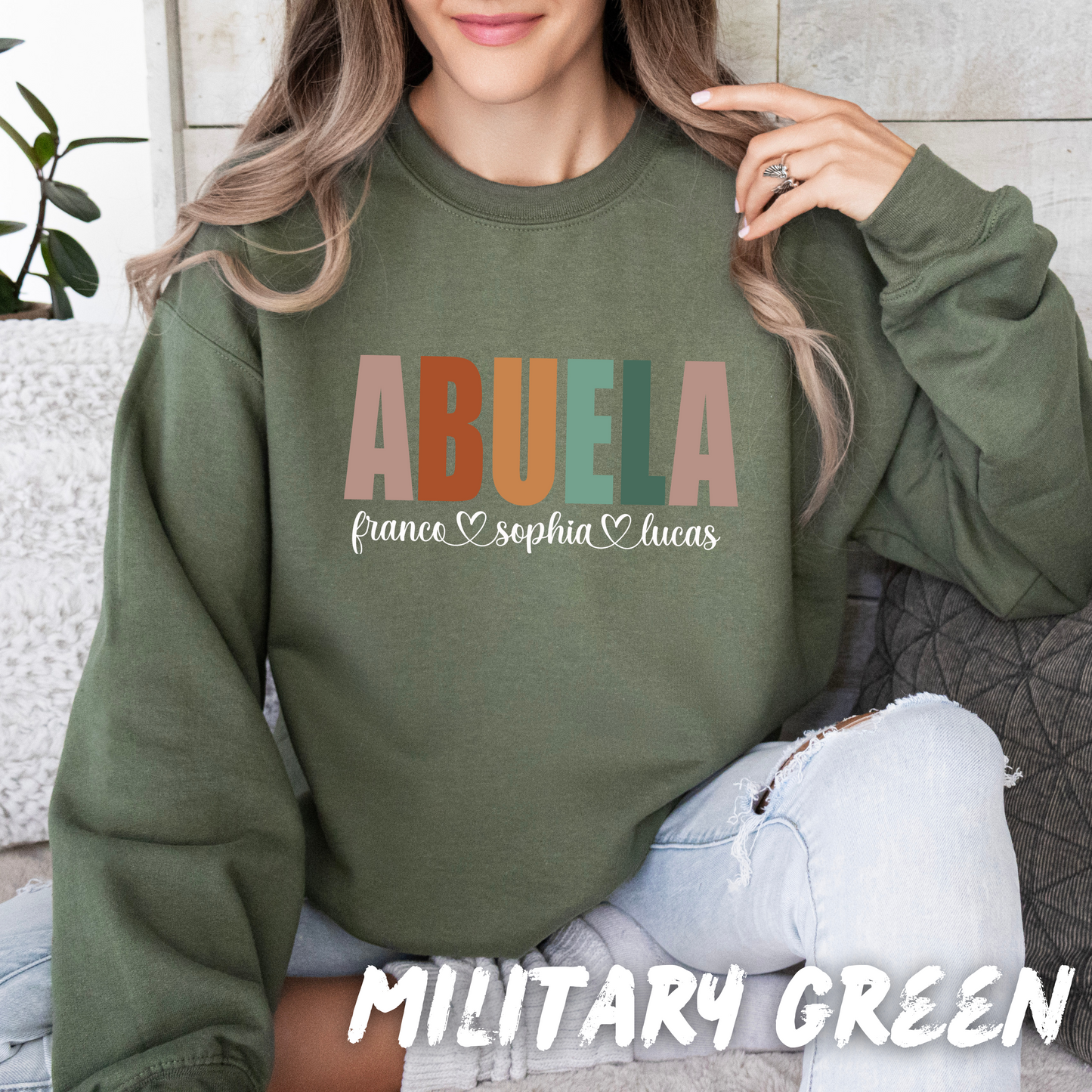 Custom "Abuela" Sweatshirt with Grandkids' Names