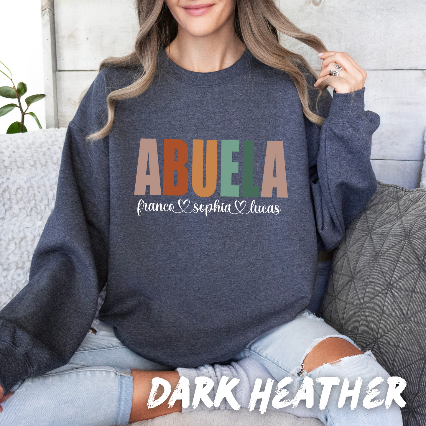 Custom "Abuela" Sweatshirt with Grandkids' Names