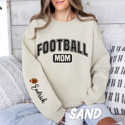 Personalized Football Mom Sweatshirts with name on sleeve