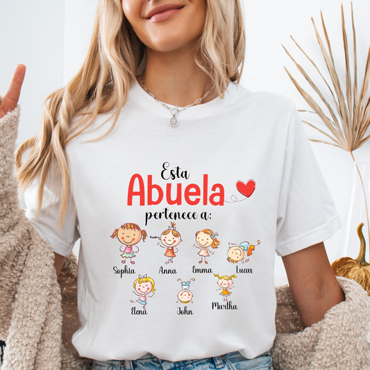 Custom Unisex "Abuela" Shirt with grandchild's names clipart