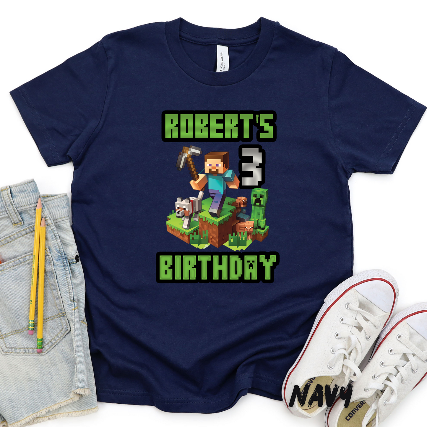 Personalized_Minecraft_Birthday Shirts for Kids and Adults